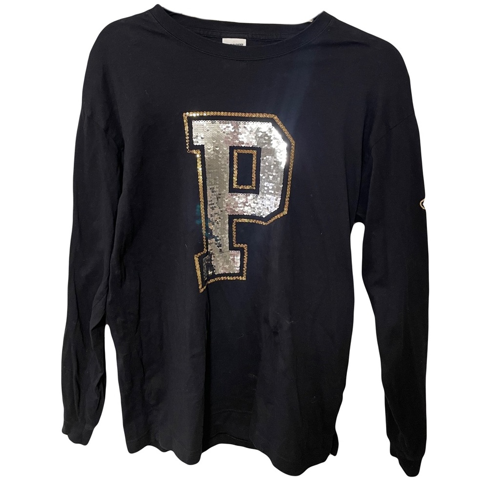 PINK women’s size XS long sleeve tee with sequins and glitter designs